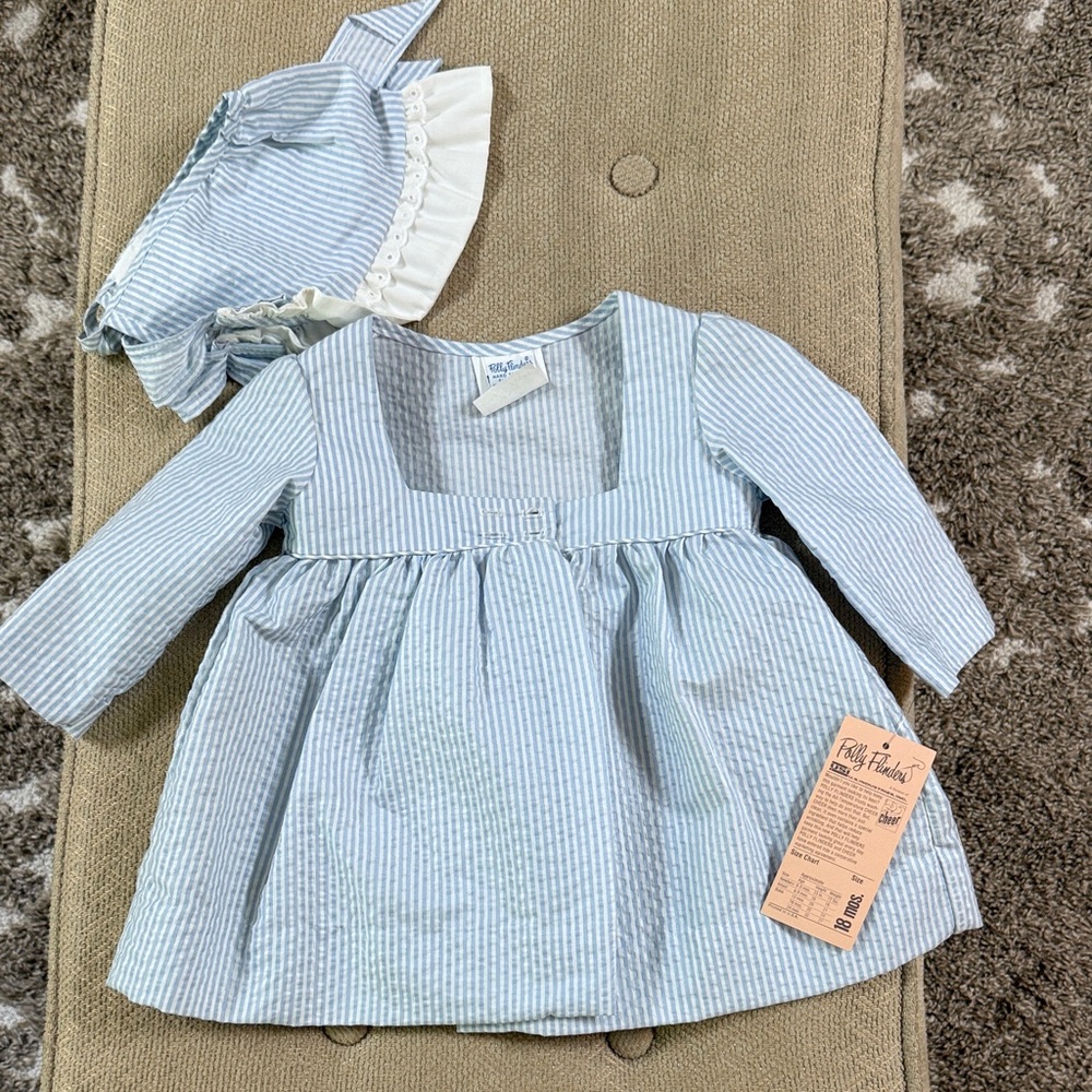 Blue Striped Baby Jacket with Bonnet